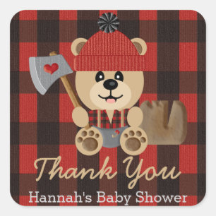 Lumberjack Beer in het Baby shower Diapers Harteli Vierkante Sticker