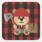 Lumberjack Beer in Luiers Baby Boy 3 Inch Vierkante Sticker (Voorkant)