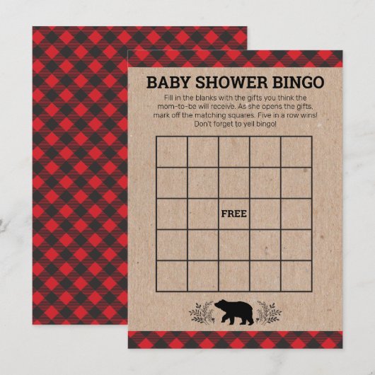 Lumberjack Beer Kraft Baby shower Bingo Kaart (Voorkant / Achterkant)