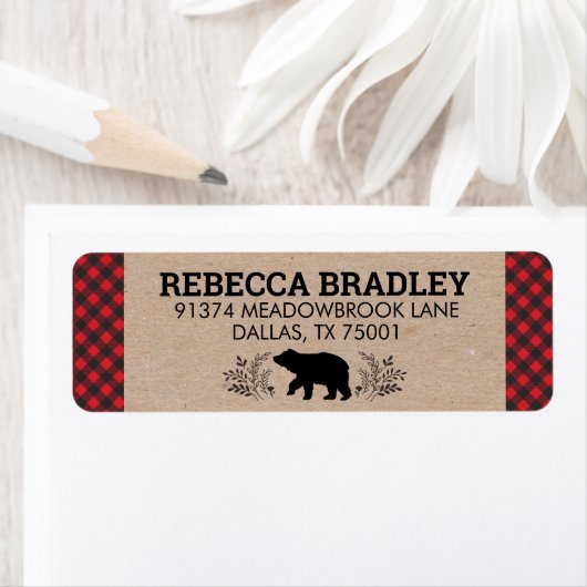 Lumberjack Beer Kraft Plaid Adreslabel Etiket (Insitu)