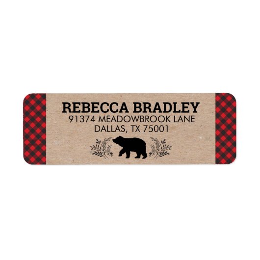 Lumberjack Beer Kraft Plaid Adreslabel Etiket (Voorkant)