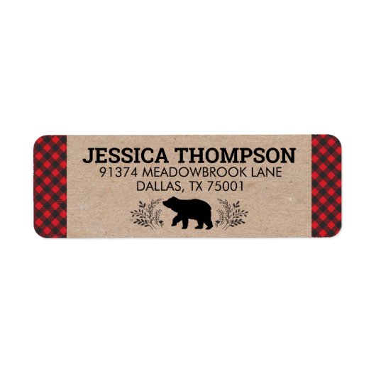 Lumberjack Beer Kraft Plaid Adreslabel Etiket (Voorkant)