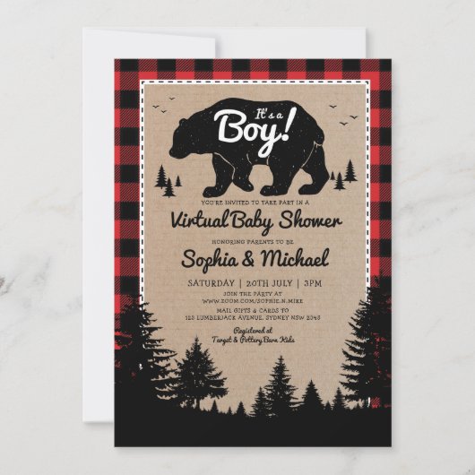 Lumberjack Beer Lange afstand Virtual Baby shower Kaart (Voorkant)
