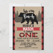 Lumberjack Beer-ly Believe 1e verjaardag Uitnodigi Kaart (Voorkant)