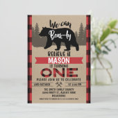 Lumberjack Beer-ly Believe 1e verjaardag Uitnodigi Kaart (Staand voorkant)