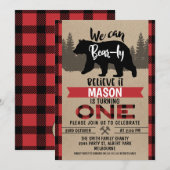 Lumberjack Beer-ly Believe 1e verjaardag Uitnodigi Kaart (Voorkant / Achterkant)