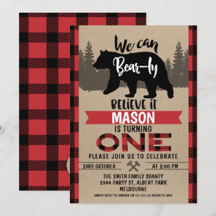 Lumberjack Beer-ly Believe 1e verjaardag Uitnodigi Kaart