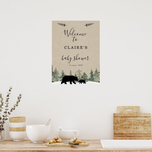 Lumberjack Beer Pine Tree Baby shower Welkomstteke Poster (Keuken)