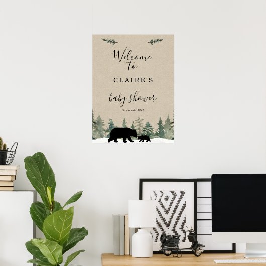 Lumberjack Beer Pine Tree Baby shower Welkomstteke Poster (Thuiskantoor)