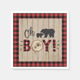 Lumberjack Beer Rood Zwart Plaid Baby shower Boy Servet
