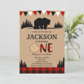 Lumberjack Beer rustiek 1e verjaardagsuitnodiging Kaart (Staand voorkant)