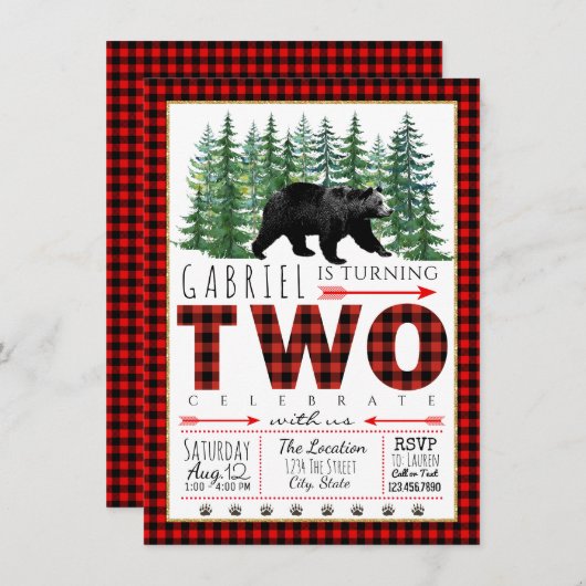 Lumberjack Beer Tweede Verjaardag Uitnodigingen (Voorkant / Achterkant)