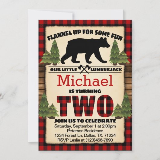 Lumberjack Beer verjaardagsfeestje uitnodiging twe (Voorkant)