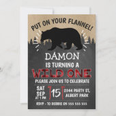 Lumberjack Beer Wild Eén 1e verjaardag uitnodiging (Voorkant)