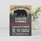 Lumberjack Beer Wild Eén 1e verjaardag uitnodiging (Staand voorkant)