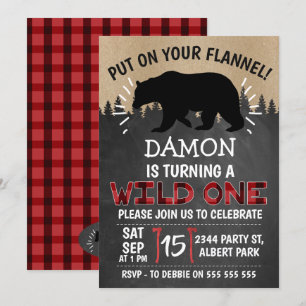 Lumberjack Beer Wild Eén 1e verjaardag uitnodiging