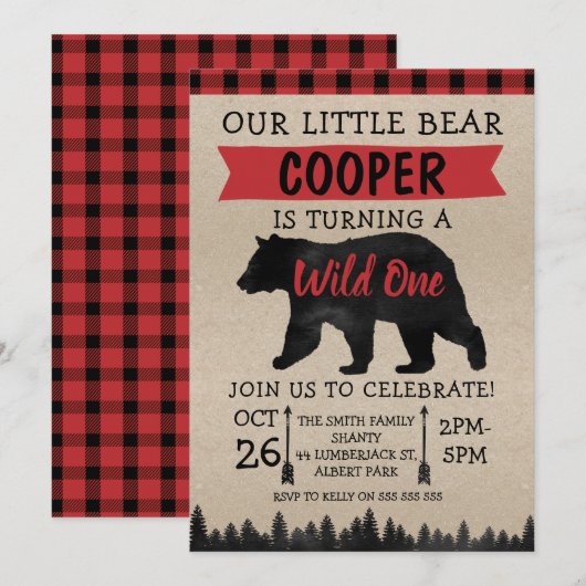 Lumberjack Beer Wild verjaardagsfeestje Kaart (Voorkant / Achterkant)