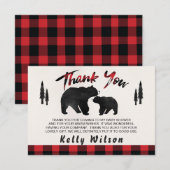 Lumberjack Beren Baby shower Hartelijk dank Bedankkaart (Voorkant / Achterkant)
