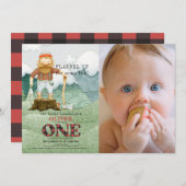 Lumberjack bergen 1e verjaardag foto kaart (Voorkant / Achterkant)