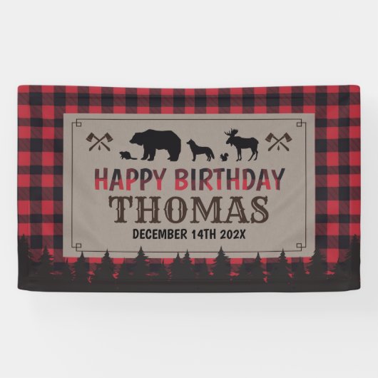 Lumberjack birthday banner (Horizontaal)