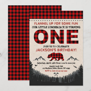 Lumberjack Birthday Invitation Buffalo Play Kaart
