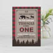 Lumberjack birthday invitation flannel kaart (Staand voorkant)