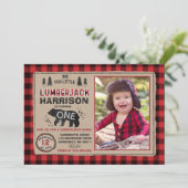 Lumberjack Birthday Invitation Lumberjack Party Kaart (Staand voorkant)