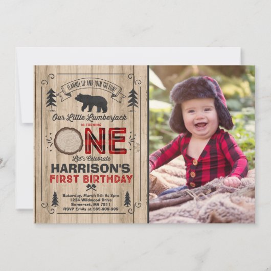 Lumberjack Birthday Invitation Lumberjack Party Kaart (Voorkant)