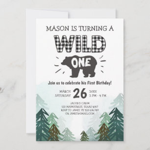 Lumberjack Birthday Invitation Wild One Forest Kaart