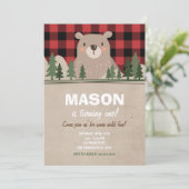 Lumberjack Birthday Invitation Woodland Birthday Kaart (Staand voorkant)