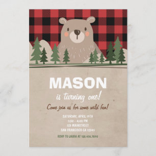 Lumberjack Birthday Invitation Woodland Birthday Kaart