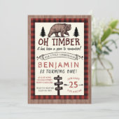 Lumberjack Birthday Invitation Woodland Birthday Kaart (Staand voorkant)