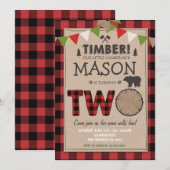 Lumberjack Birthday Invitation Woodland Birthday Kaart (Voorkant / Achterkant)