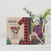 Lumberjack Birthday Invitation Woodland Birthday Kaart (Staand voorkant)