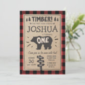 Lumberjack Birthday Invitation Woodland Birthday Kaart (Staand voorkant)