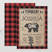 Lumberjack Birthday Invitation Woodland Birthday Kaart (Voorkant / Achterkant)