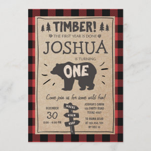 Lumberjack Birthday Invitation Woodland Birthday Kaart