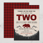 Lumberjack Birthday Invitation Woodland Birthday Kaart (Voorkant / Achterkant)