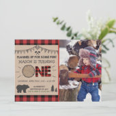 Lumberjack Birthday Invitation Woodland Birthday Kaart (Staand voorkant)