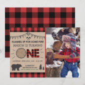 Lumberjack Birthday Invitation Woodland Birthday Kaart (Voorkant / Achterkant)