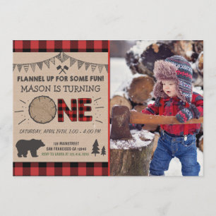 Lumberjack Birthday Invitation Woodland Birthday Kaart