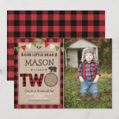 Lumberjack Birthday Invitation Woodland Birthday Kaart (Voorkant / Achterkant)