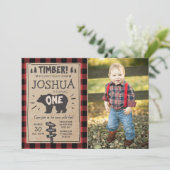 Lumberjack Birthday Invitation Woodland Birthday Kaart (Staand voorkant)