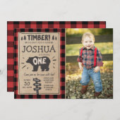 Lumberjack Birthday Invitation Woodland Birthday Kaart (Voorkant / Achterkant)