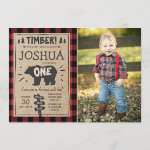 Lumberjack Birthday Invitation Woodland Birthday Kaart
