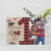 Lumberjack Birthday Invitation Woodland Birthday Kaart (Staand voorkant)