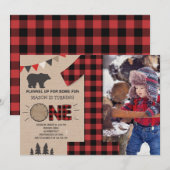 Lumberjack Birthday Invitation Woodland Birthday Kaart (Voorkant / Achterkant)
