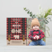 Lumberjack Birthday Invitation Woodland Pset Red Kaart (Staand voorkant)