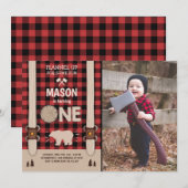 Lumberjack Birthday Invitation Woodland Pset Red Kaart (Voorkant / Achterkant)