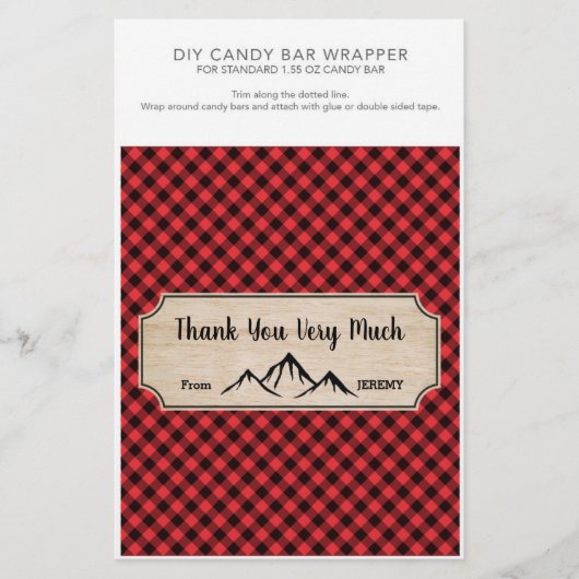 Lumberjack Birthday Party 1.55oz Snoep Bar Wrapper Flyer (Voorkant)
